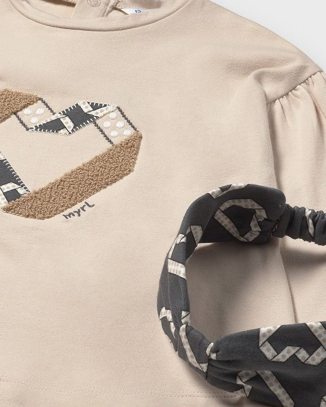 Completo leggings con fascia neonata Mayoral cuori grigio piombo e beige Mayoral 6 Mesi 68cm