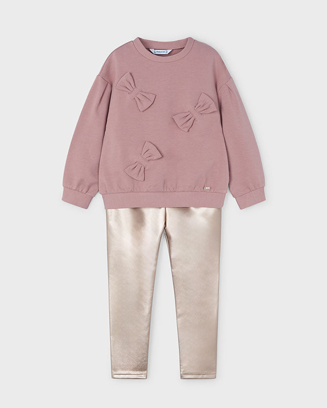 Completo leggings e felpa bambina Mayoral rosa fiocchi Mayoral Rosa