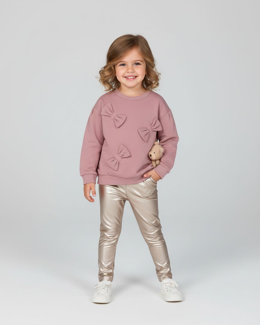 Completo leggings e felpa bambina Mayoral rosa fiocchi Mayoral Rosa