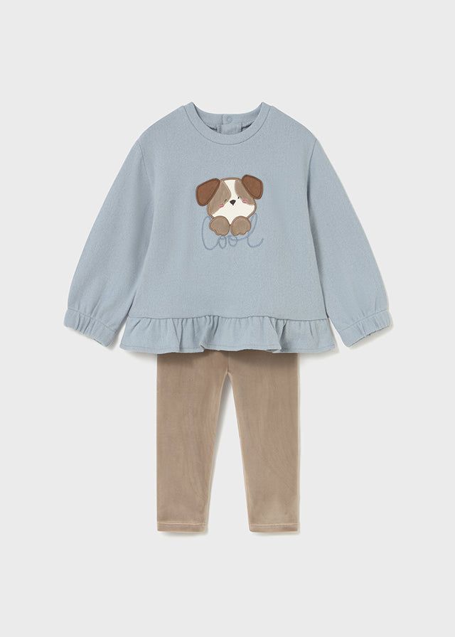 Completo leggings e felpa neonata Mayora cane azzurro e tortora Mayoral 6 Mesi 68cm