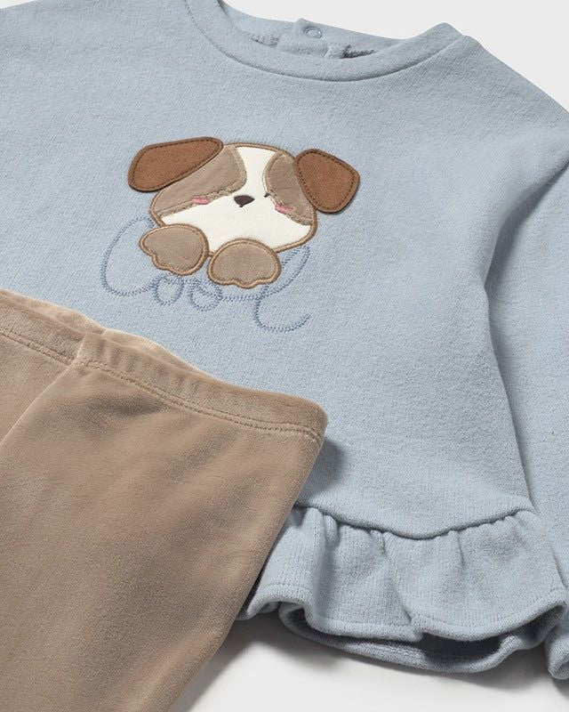 Completo leggings e felpa neonata Mayora cane azzurro e tortora Mayoral 6 Mesi 68cm