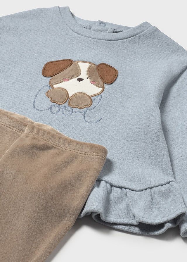 Completo leggings e felpa neonata Mayora cane azzurro e tortora Mayoral 6 Mesi 68cm