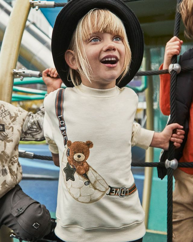 Completo leggings e felpa orso bambina Mayoral panna e nero Mayoral 2 Anni 92cm