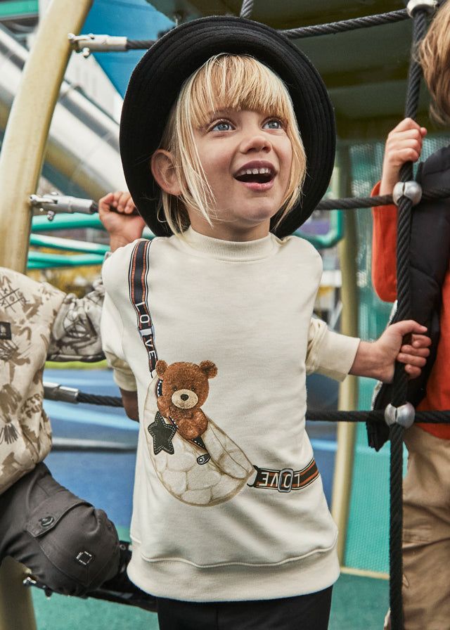 Completo leggings e felpa orso bambina Mayoral panna e nero Mayoral 2 Anni 92cm