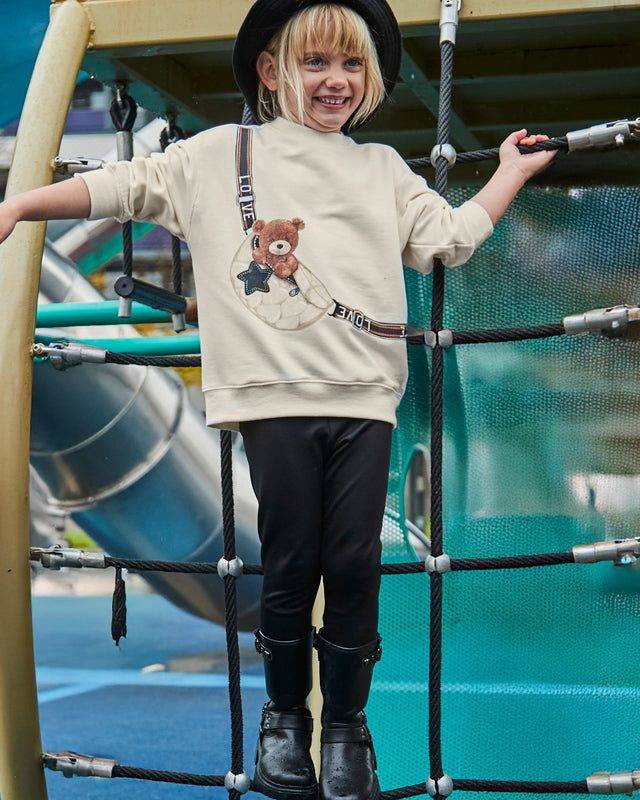 Completo leggings e felpa orso bambina Mayoral panna e nero Mayoral 2 Anni 92cm