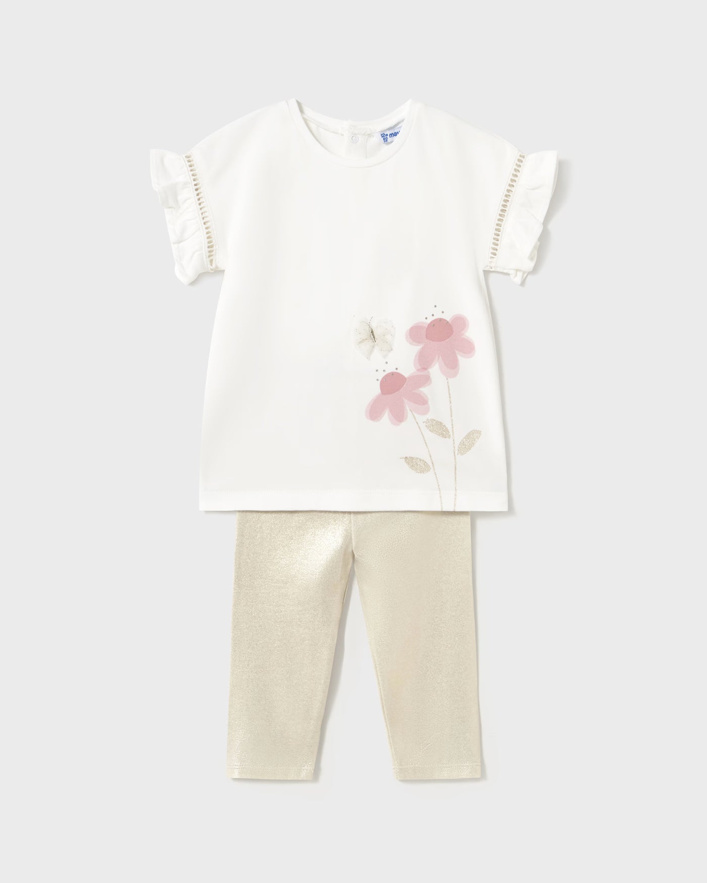 Completo leggings e maglietta applicazioni tulle neonata Mayoral champagne Mayoral Champagne