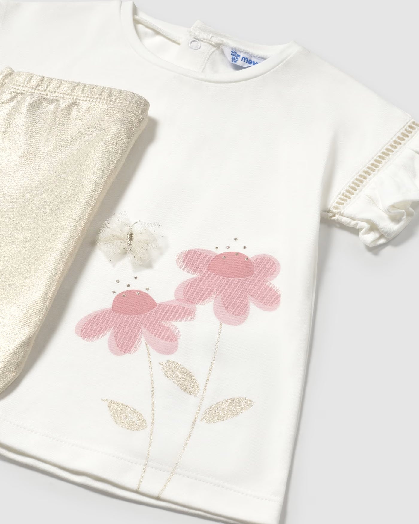 Completo leggings e maglietta applicazioni tulle neonata Mayoral champagne Mayoral Champagne