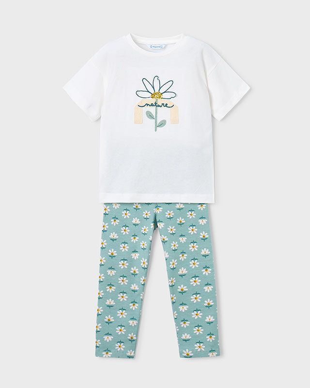 Set di abbigliamento bambina con maglietta e leggings floreali primavera-estate