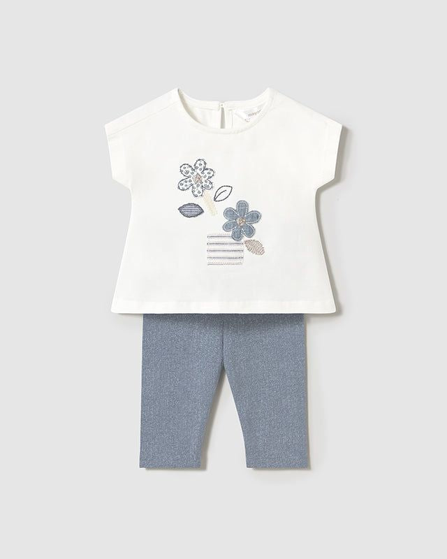 Completo leggings e T-shirt neonata Mayoral Newborn effetto jeans Mayoral Azzurro