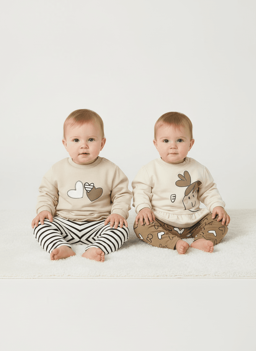 Completo leggings neonata Mayoral Newborn cuori beige e caramello Mayoral 0-1 Mesi 55cm