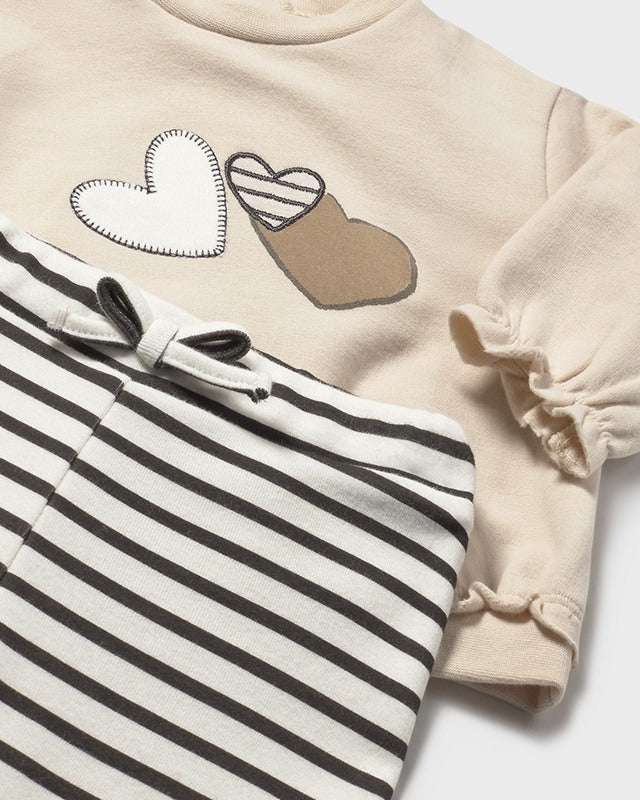 Completo leggings neonata Mayoral Newborn cuori beige e caramello Mayoral 0-1 Mesi 55cm