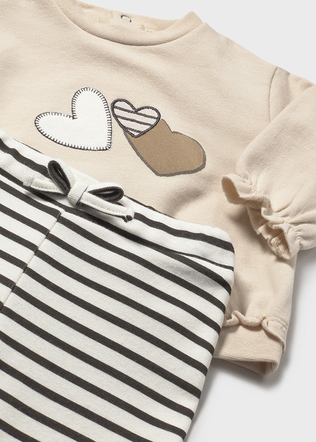 Completo leggings neonata Mayoral Newborn cuori beige e caramello Mayoral 0-1 Mesi 55cm
