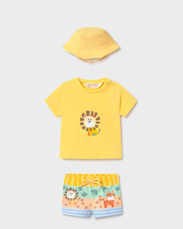Completo mare 3 pezzi costume da bagno protezione solare neonato Mayoral Newborn safari giallo Mayoral 0-1 Mesi 55cm