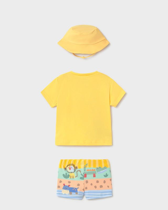 Completo mare 3 pezzi costume da bagno protezione solare neonato Mayoral Newborn safari giallo Mayoral 0-1 Mesi 55cm