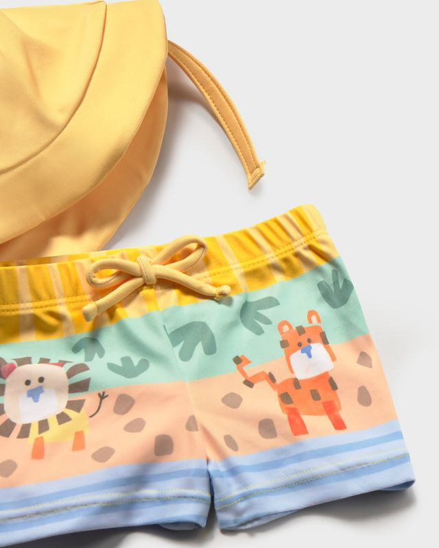 Completo mare 3 pezzi costume da bagno protezione solare neonato Mayoral Newborn safari giallo Mayoral 0-1 Mesi 55cm