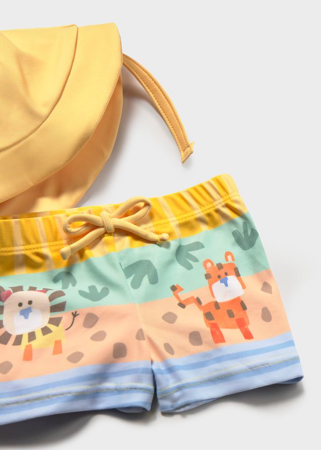 Completo mare 3 pezzi costume da bagno protezione solare neonato Mayoral Newborn safari giallo Mayoral 0-1 Mesi 55cm