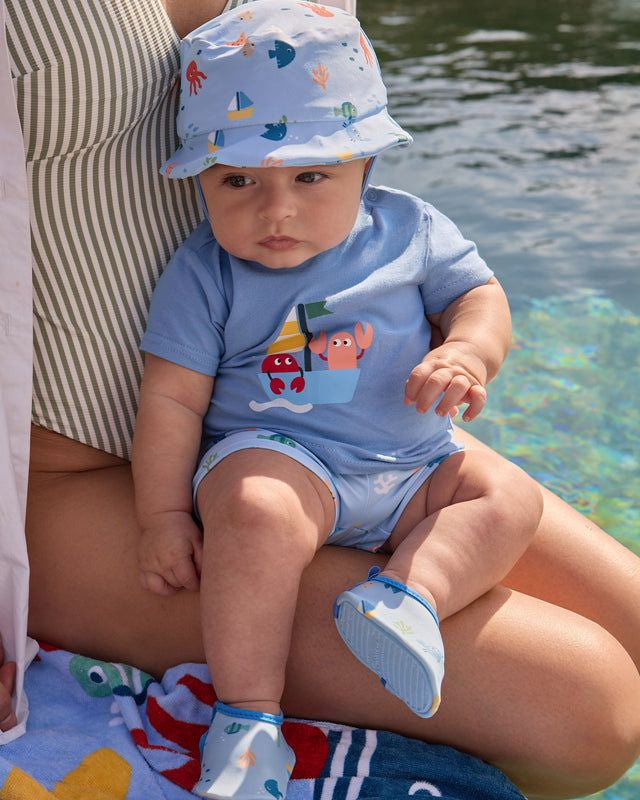 Completo mare 3 pezzi costume da bagno protezione solare neonato Mayoral Newborn azzurro marino Mayoral 0-1 Mesi 55cm