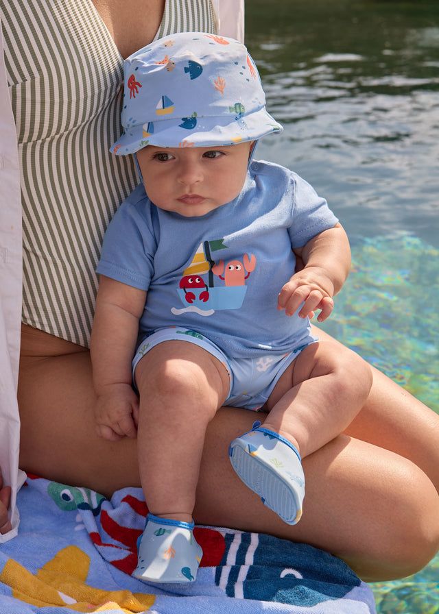 Completo mare 3 pezzi costume da bagno protezione solare neonato Mayoral Newborn azzurro marino Mayoral 0-1 Mesi 55cm