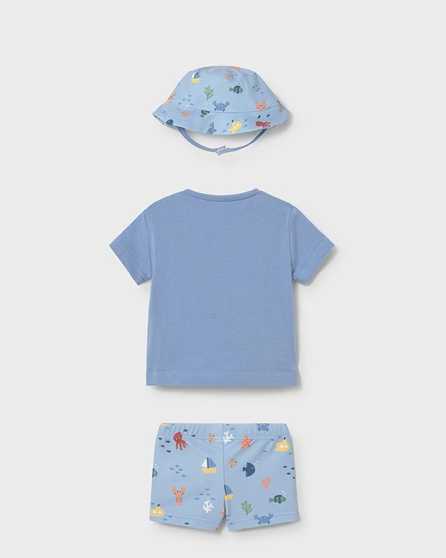 Completo mare 3 pezzi costume da bagno protezione solare neonato Mayoral Newborn azzurro marino Mayoral 0-1 Mesi 55cm