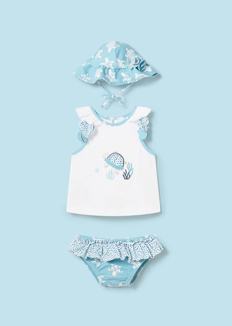 Completo mare 3 pezzi neonata Mayoral Newborn Tartarughe azzurro Mayoral Azzurro