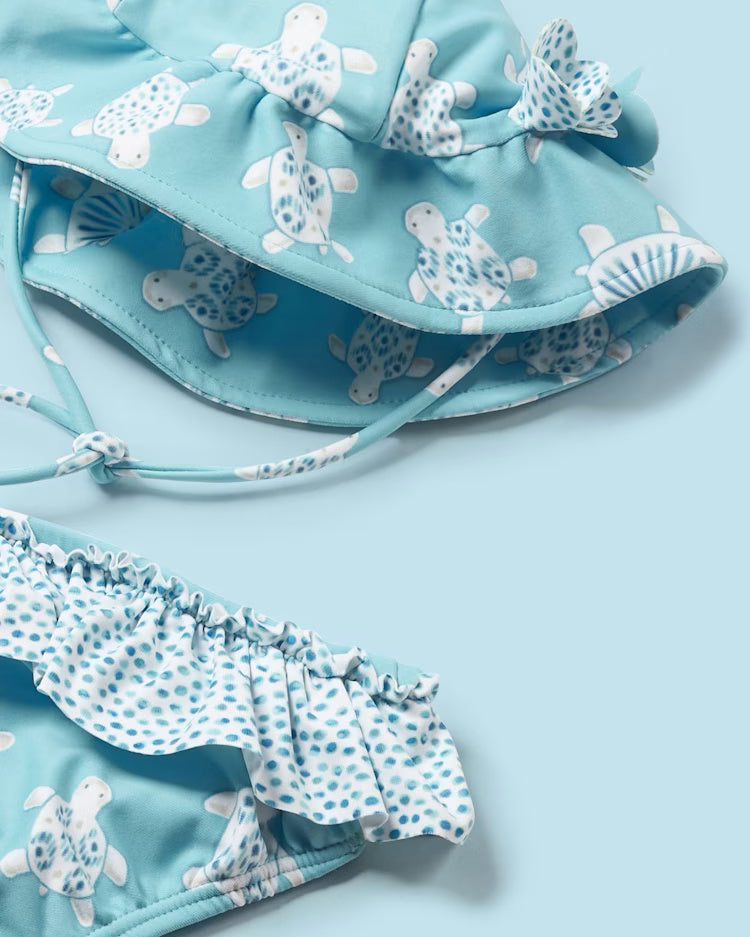 Completo mare 3 pezzi neonata Mayoral Newborn Tartarughe azzurro Mayoral Azzurro