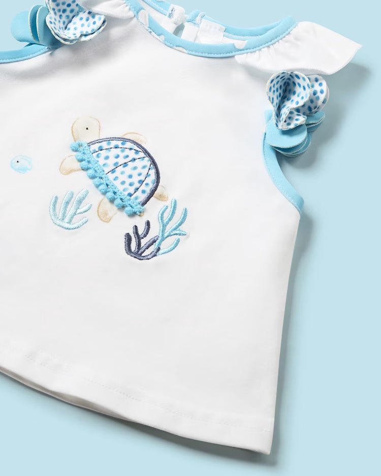 Completo mare 3 pezzi neonata Mayoral Newborn Tartarughe azzurro Mayoral Azzurro