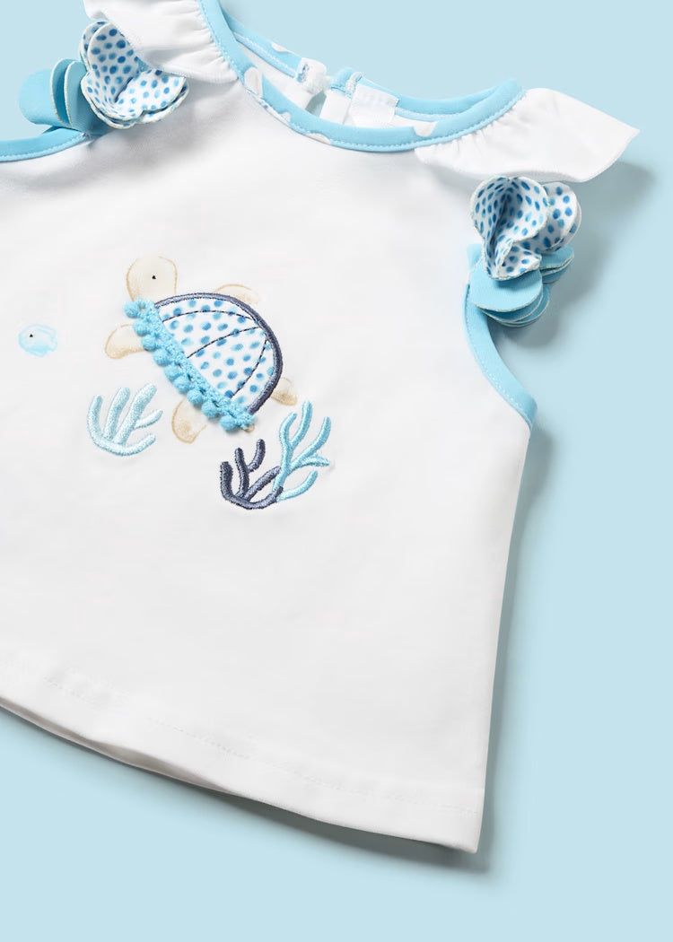 Completo mare 3 pezzi neonata Mayoral Newborn Tartarughe azzurro Mayoral Azzurro
