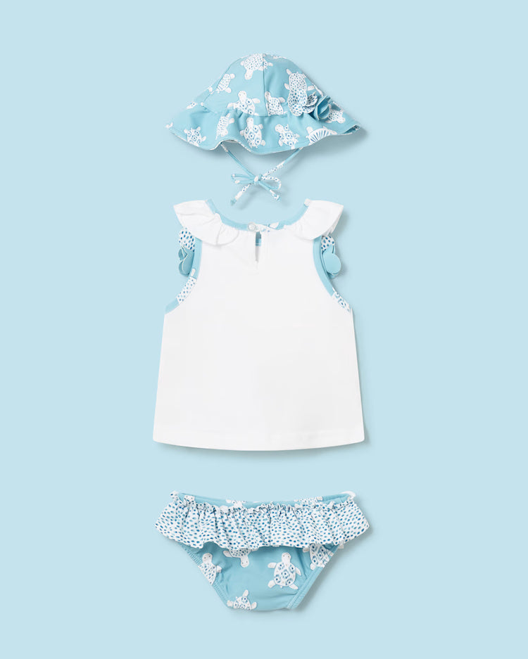 Completo mare 3 pezzi neonata Mayoral Newborn Tartarughe azzurro Mayoral Azzurro