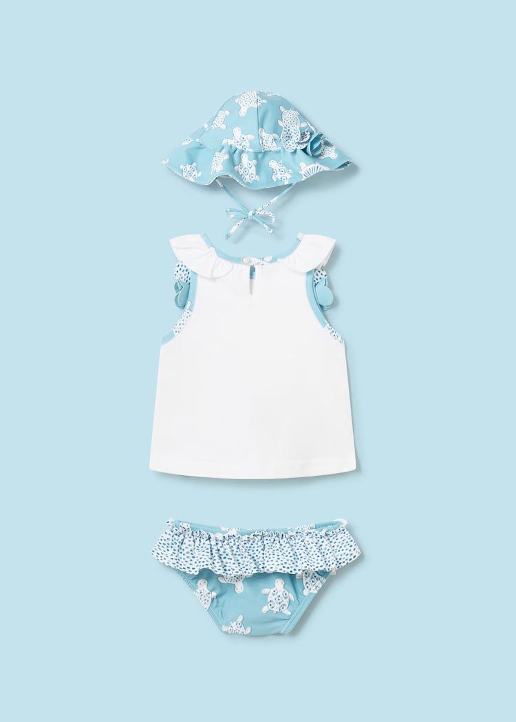 Completo mare 3 pezzi neonata Mayoral Newborn Tartarughe azzurro Mayoral Azzurro