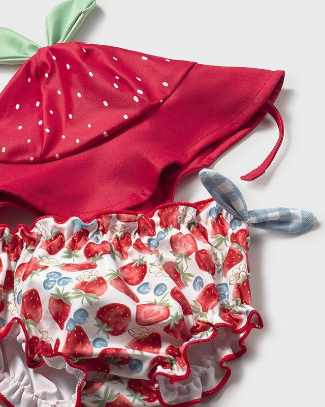 Completo mare 3 pezzi protezione solare neonata Mayoral Newborn fragole rosso Mayoral 0-1 Mesi 55cm