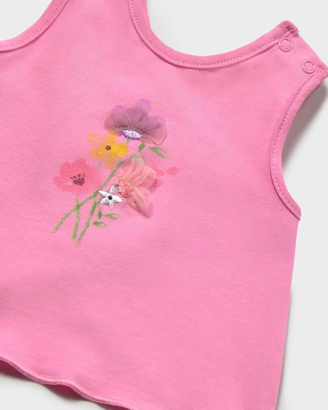 Completo mare 3 pezzi protezione solare neonata Mayoral Newborn rosa floreale Mayoral 0-1 Mesi 55cm