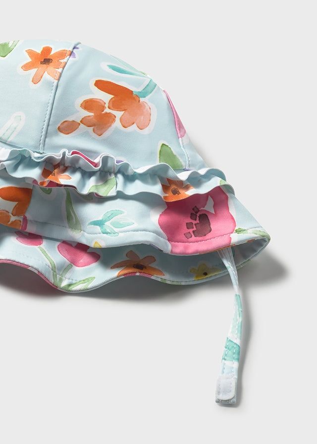 Completo mare con cappello protezione solare neonata Mayoral Newborn floreale azzurro Mayoral 0-1 Mesi 55cm