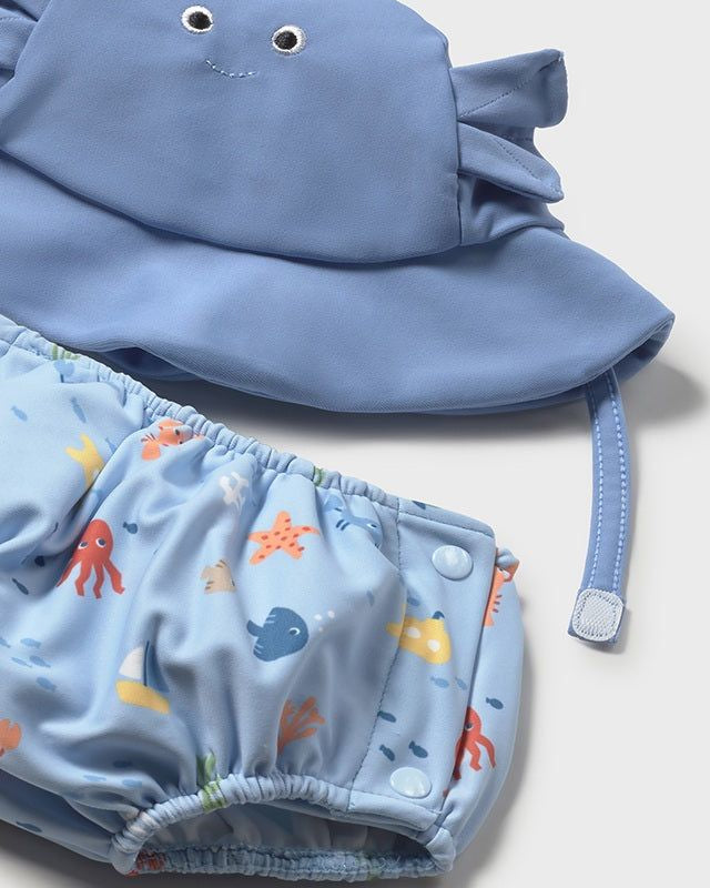 Completo mare costume e cappello neonato Mayoral Newborn azzurro marino Mayoral 0-1 Mesi 55cm