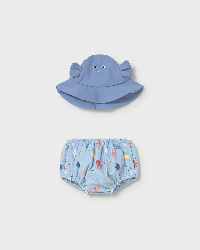 Completo mare costume e cappello neonato Mayoral Newborn azzurro marino Mayoral 0-1 Mesi 55cm