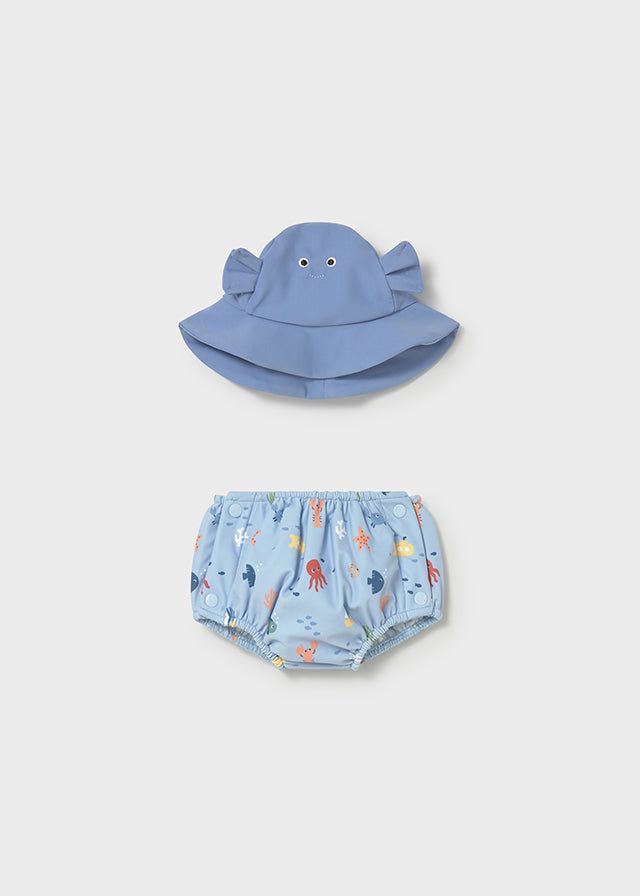 Completo mare costume e cappello neonato Mayoral Newborn azzurro marino Mayoral 0-1 Mesi 55cm