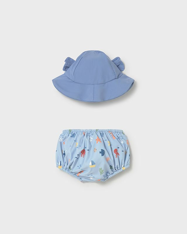 Completo mare costume e cappello neonato Mayoral Newborn azzurro marino Mayoral 0-1 Mesi 55cm