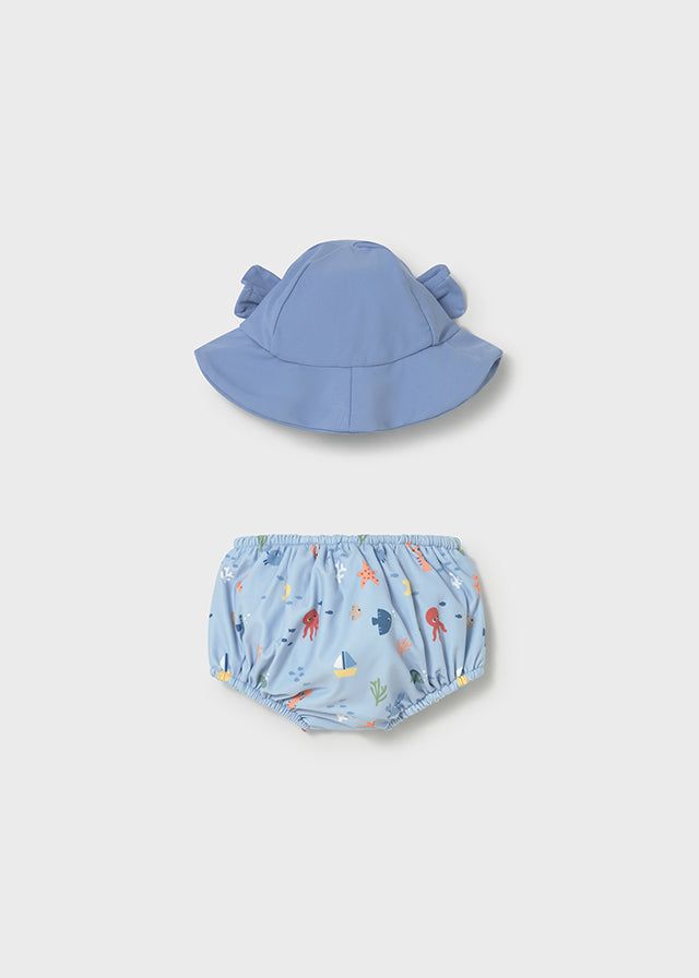 Completo mare costume e cappello neonato Mayoral Newborn azzurro marino Mayoral 0-1 Mesi 55cm