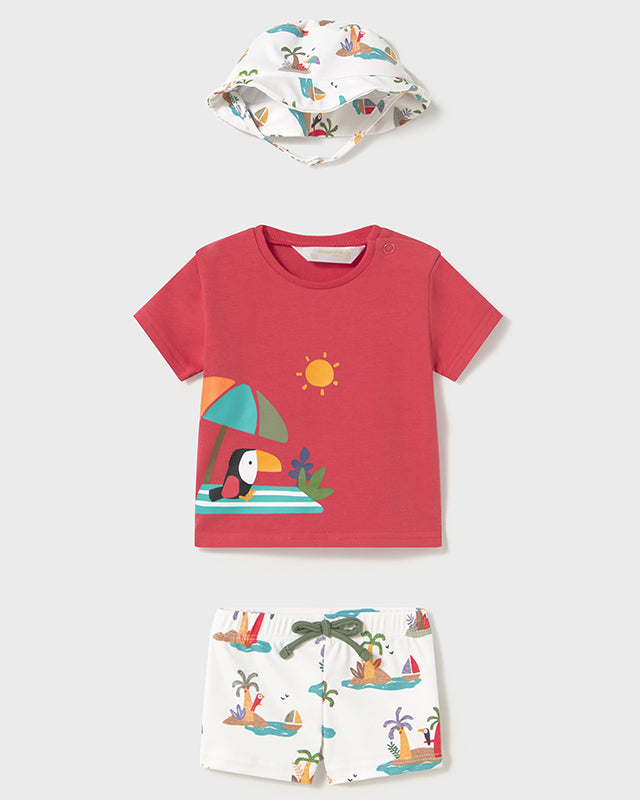 Completo mare protezioneUPF 40 neonato Mayoral Newborn pappagalli Mayoral Rosso