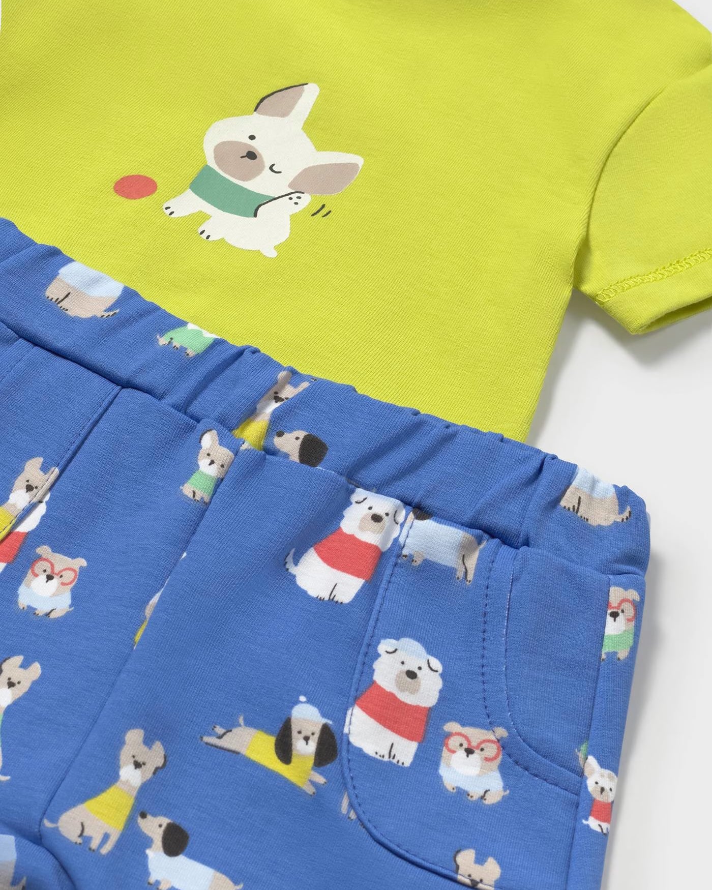 Completo neonato Mayoral Newborn Cani blu e giallo lime Mayoral Cedro