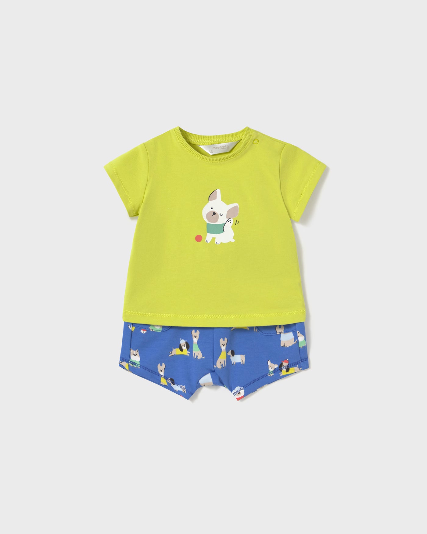 Completo neonato Mayoral Newborn Cani blu e giallo lime Mayoral Cedro