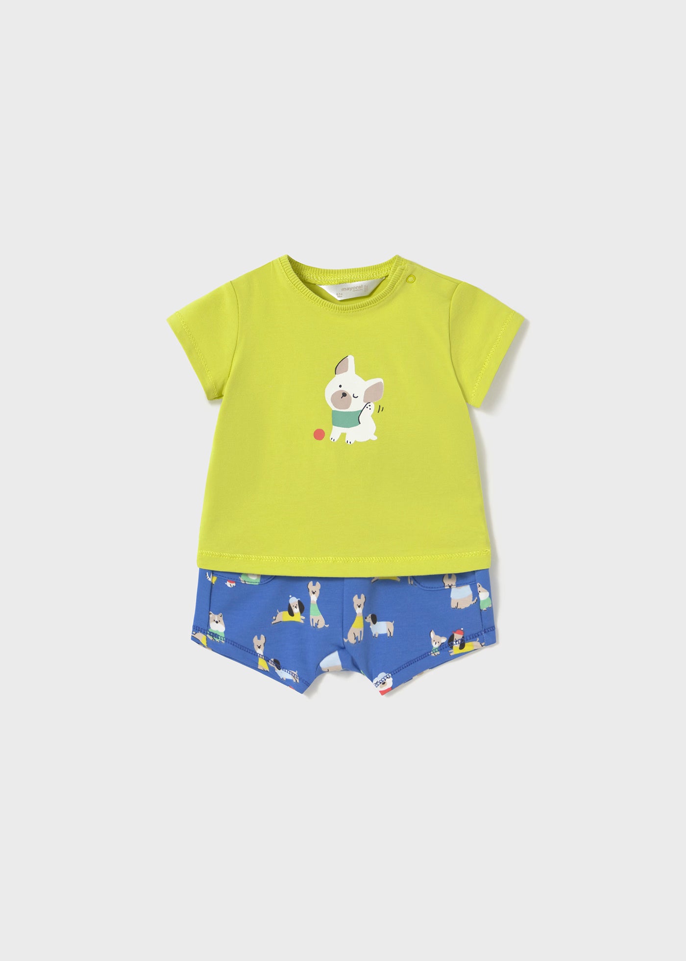 Completo neonato Mayoral Newborn Cani blu e giallo lime Mayoral Cedro