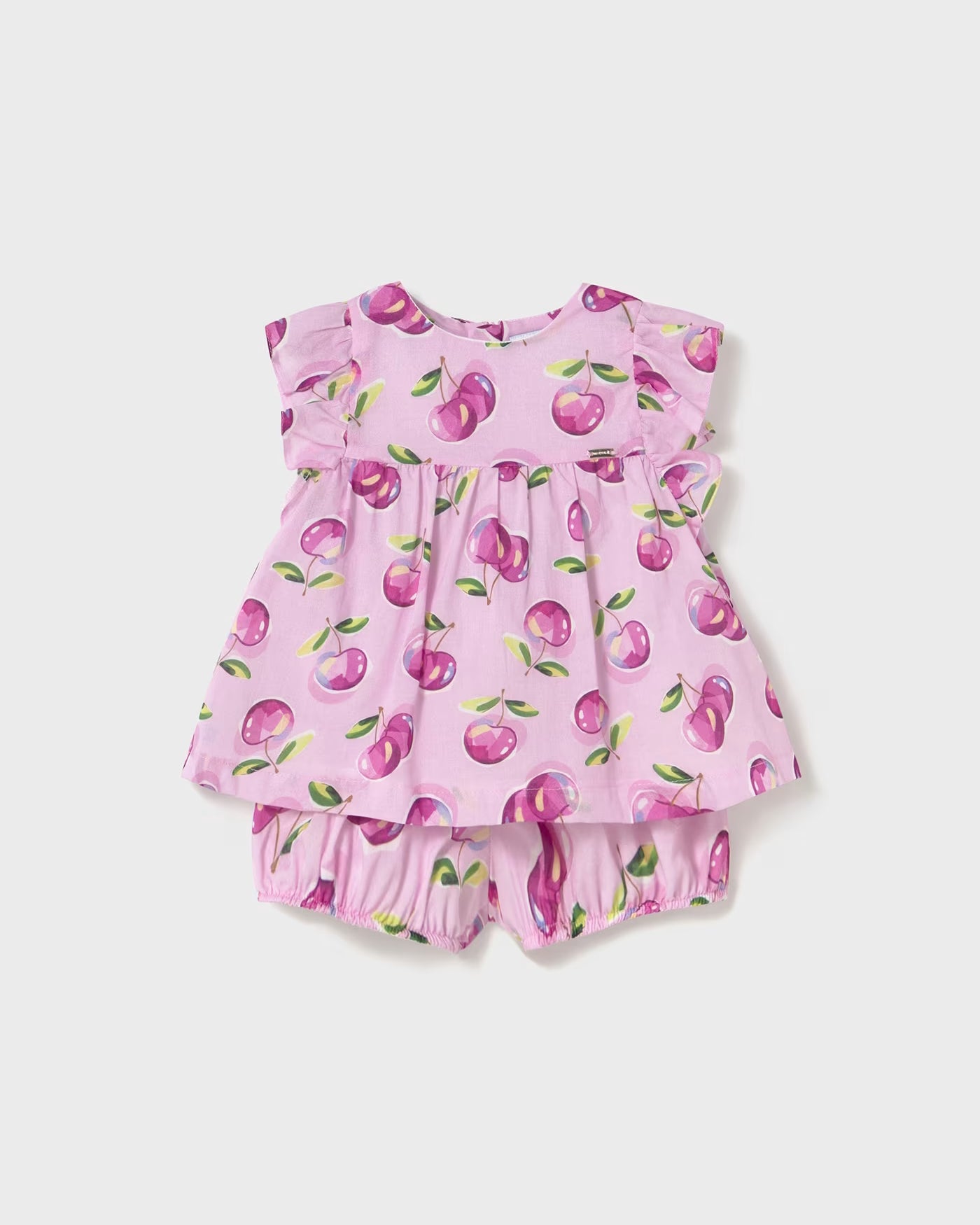 Completo pantaloncino e blusa neonata Mayoral fatnasia frutta malva Mayoral Malva