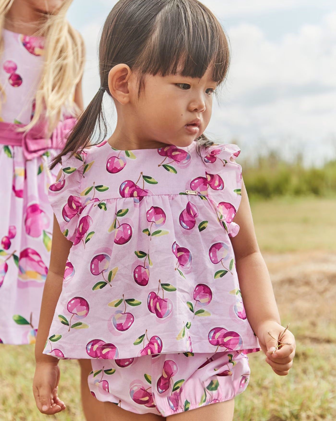 Completo pantaloncino e blusa neonata Mayoral fatnasia frutta malva Mayoral Malva