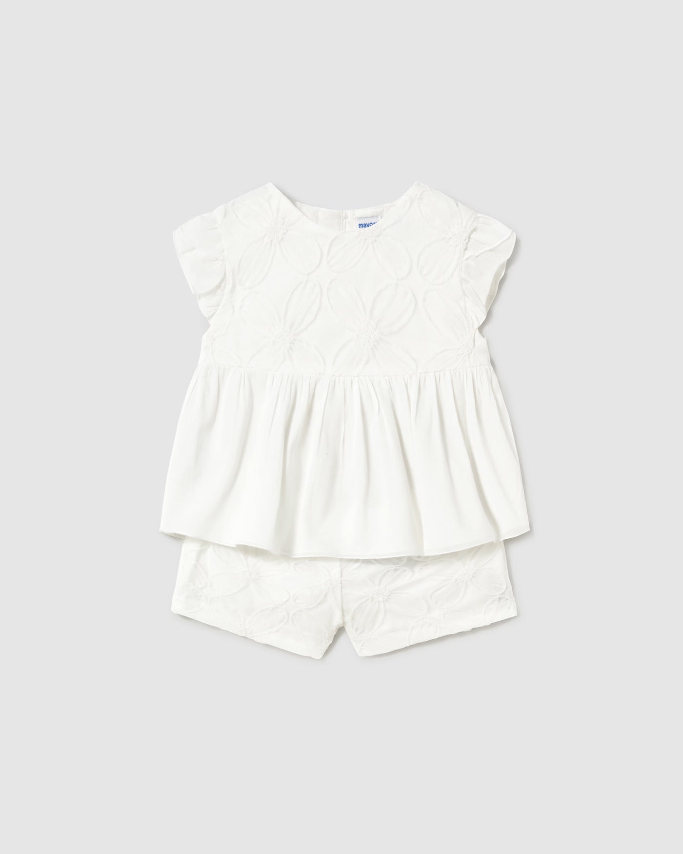 Completo pantaloncino e blusa tulle ricamo neonata Mayoral panna Mayoral 6 Mesi 68cm
