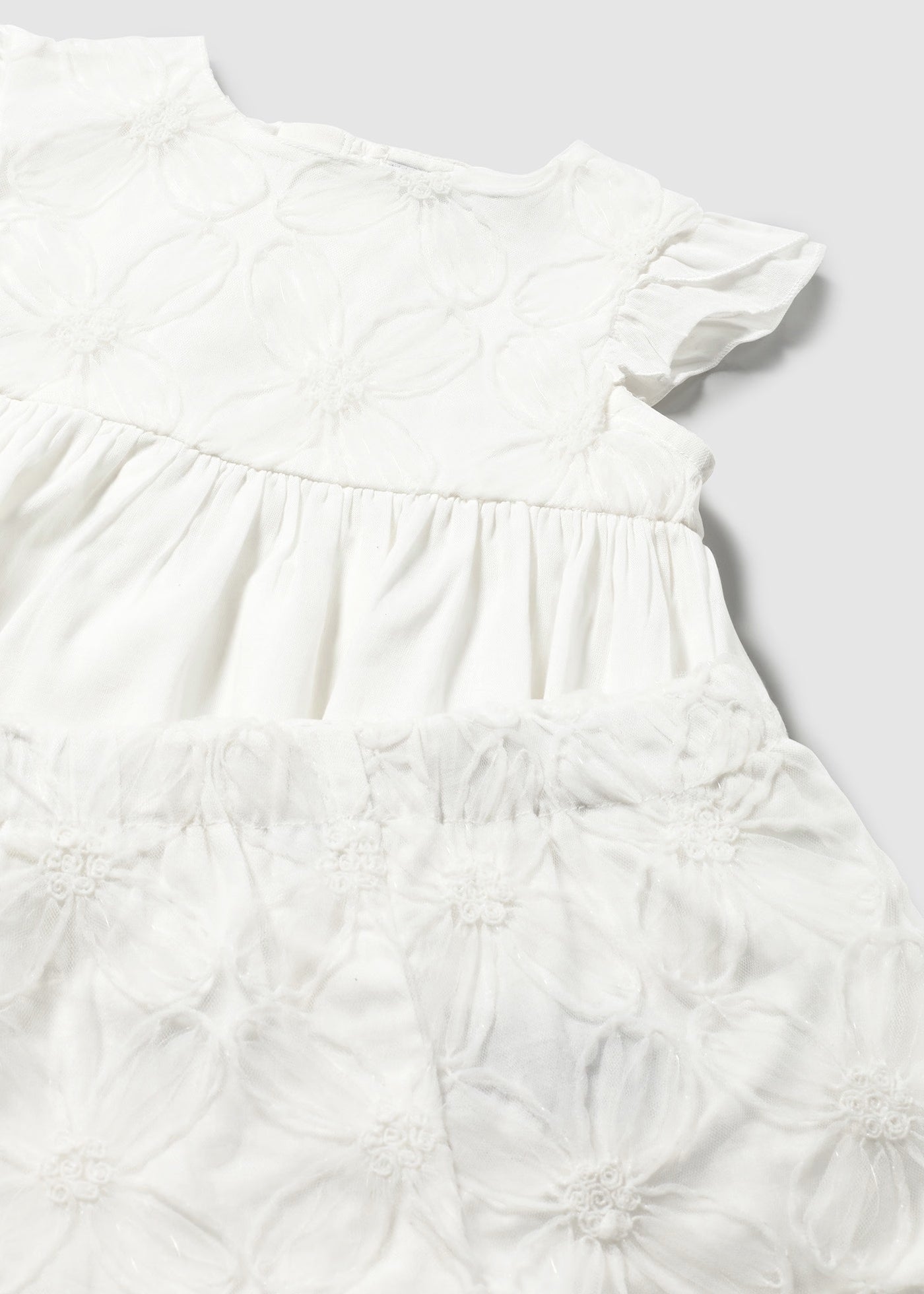 Completo pantaloncino e blusa tulle ricamo neonata Mayoral panna Mayoral 6 Mesi 68cm