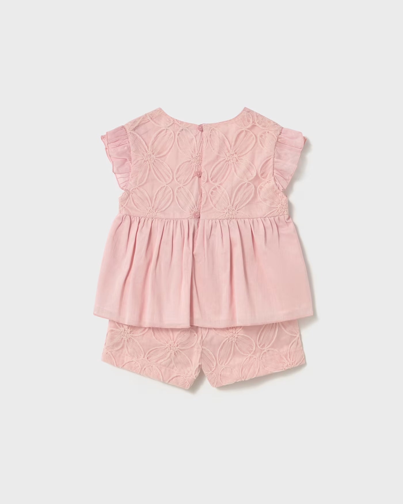 Completo pantaloncino e blusa tulle ricamo neonata Mayoral rosa Mayoral Rosa