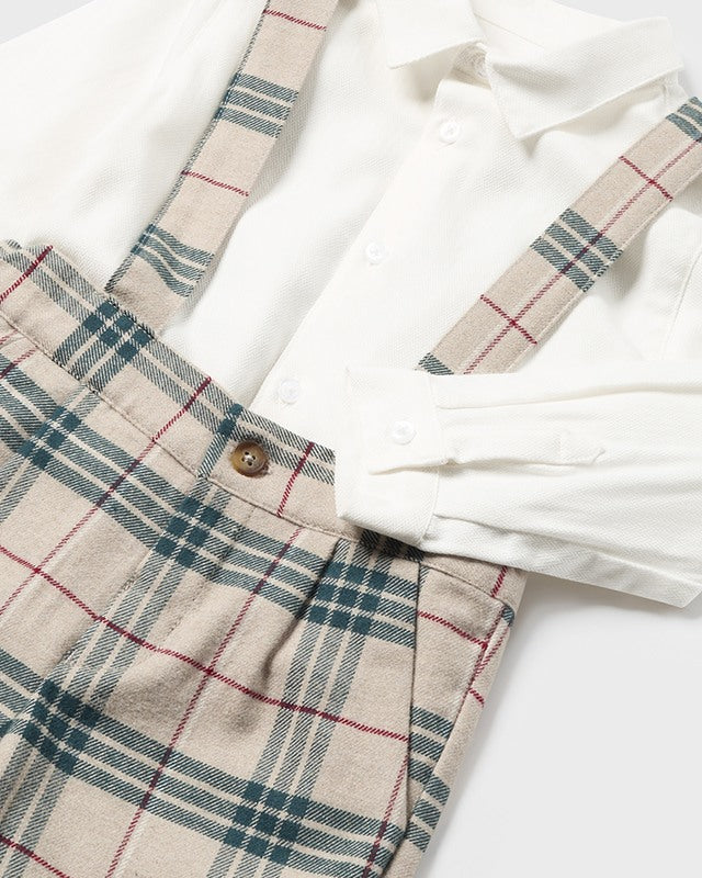 Completo pantaloncino e camicia neonato Mayoral beige e verde Mayoral Beige