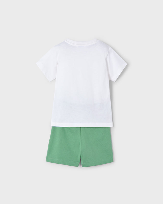 Completo pantaloncino e maglietta bambino Mayoral tartaruga verde Mayoral Bianco