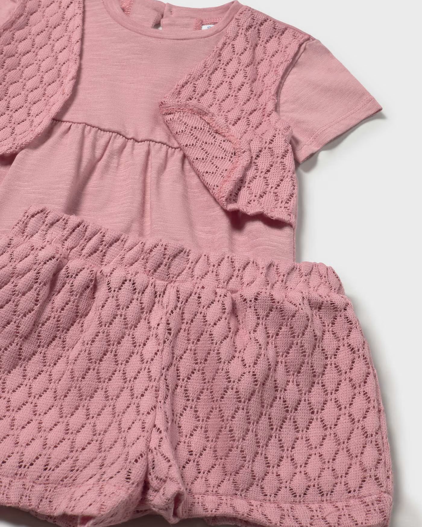 Completo pantaloncino e maglietta gilet finto neonata Mayoral rosato Mayoral 6 Mesi 68cm