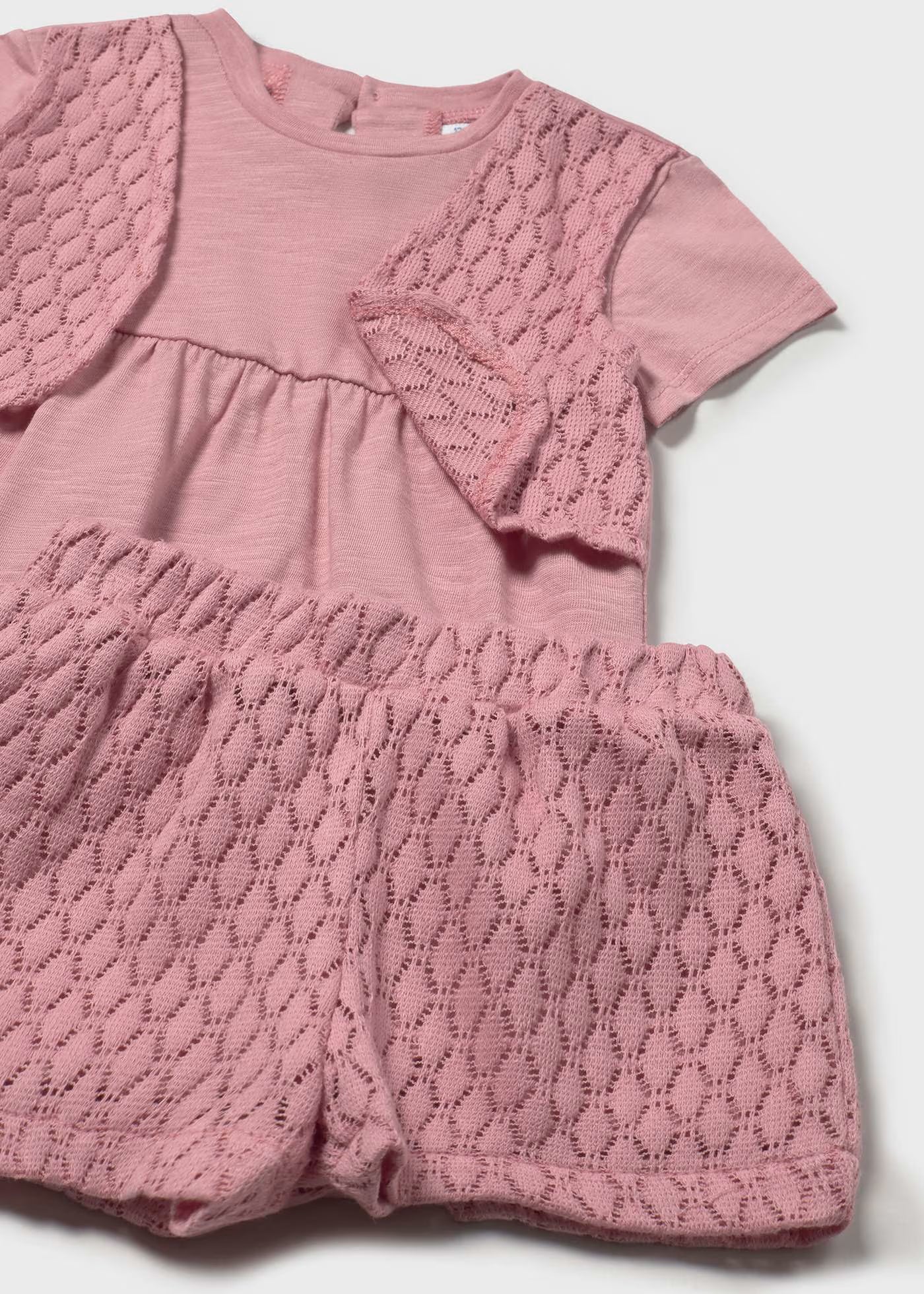 Completo pantaloncino e maglietta gilet finto neonata Mayoral rosato Mayoral 6 Mesi 68cm